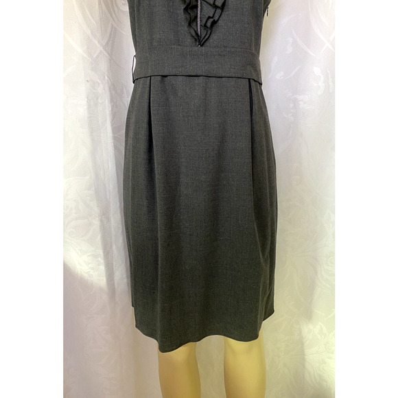 Escada Sport Sheath Dress V Neck Sleeveless Wool Ruffled Belt Lined Zip … - Picture 7 of 12